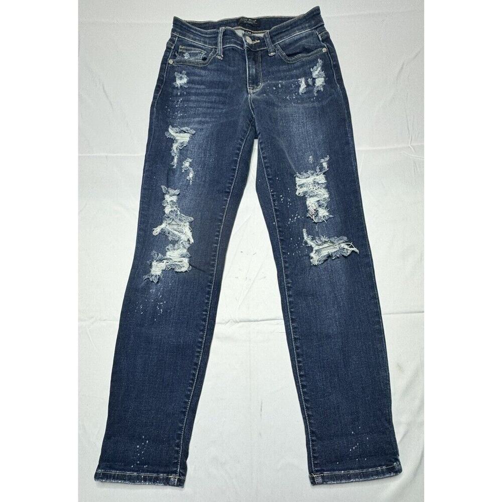 Judy Blue Women's Blue Skinny Fit Ripped Distressed Stretch Denim - Size 1/25*